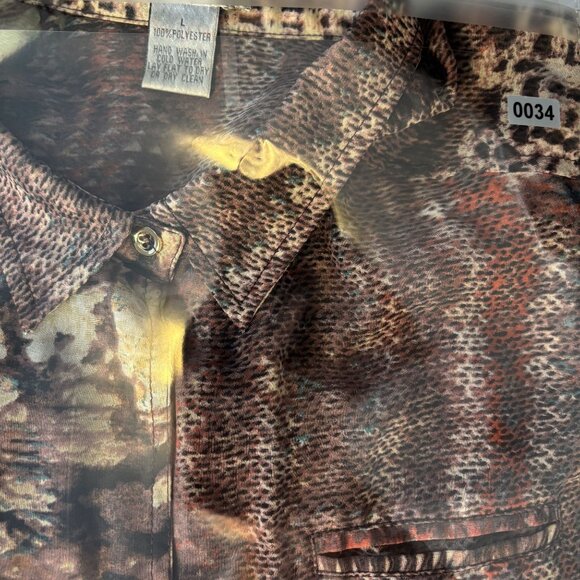 Vintage Alberto Makali Abstract Print Tie-Front Button-Up Blouse Size L - Picture 10 of 10